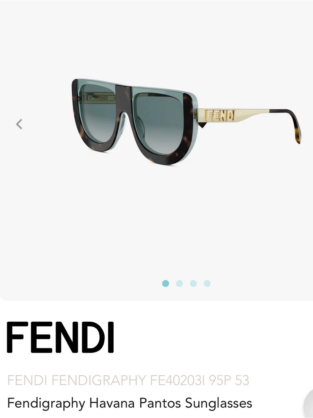 New Season Fendi Havana Tortoiseshell Sunglasses with Green Gradient Lenses.